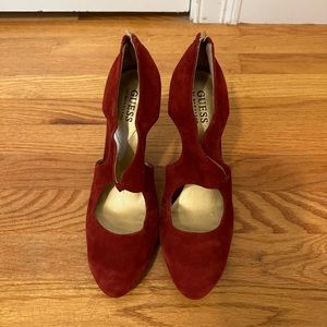 GUESS Burgundy Heels with Cut Outs